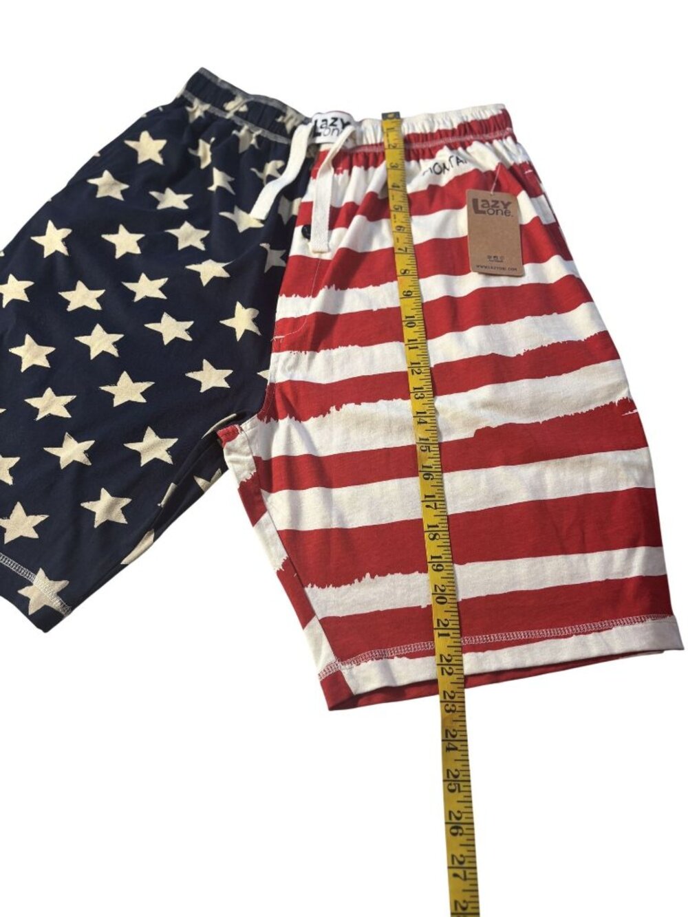 American Flag Lounge Shorts Stars & Stripes Lazy One Cotton Blend Drawstring M - Picture 5 of 9